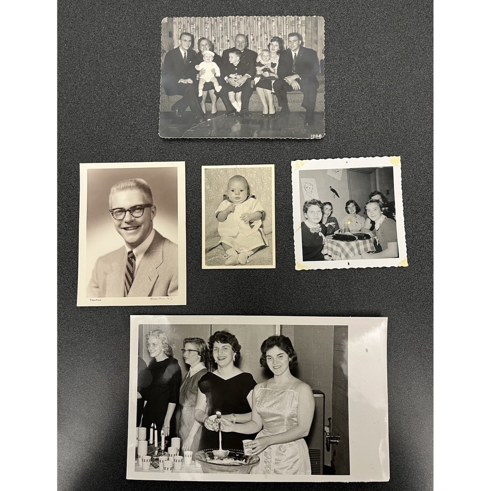 Vintage 1950s Snapshot Photo Lot of 5 Baby Sorority Party Family